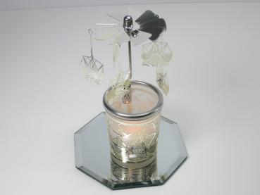 Glas Karussell Windlicht Krabbenkutter, Farbe silber, Hellmann Erlangen